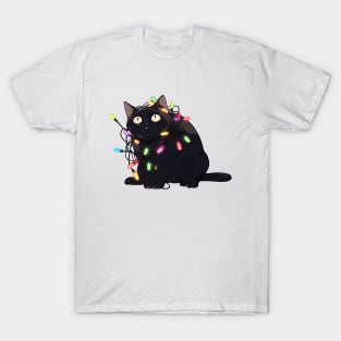 Christmas Cat in Christmas Lights T-Shirt